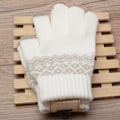 Miniatyrbilde 3 av 4: Pairs Dame Vinter Varme Berøringsskjermhansker Strikket Mykt Mønster - Hvit/Grå - One Size, 21*12CM