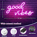 Miniatyrbild 4 av 5: Good Vibes eon-skylt med USB-ström och dimmer, rosa LED eon-skyltar för sovrum, eon-lampor för väggdekoration, spelrum, fest, bardekoration - 16,1 * 8,2