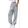 Miniatyrbillede 1 af 4: Cinch Bottom Sweatpants til kvinder med lommer Grå XL kode