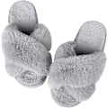 Miniatyrbillede 2 af 5: Kvinder Bløde Plys Letvægts Hjemmesko Fuzzy Krydsbånd Slip on Open