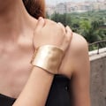 Miniatyrbillede 5 af 5: Bangles Armbånd til Kvinder, 18K Guldbelægning Chunky Poleret-Finish Håndled