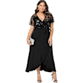 Miniatyrbillede 4 af 5: Plus Size Empire Taille Maxi Kjole Ruffle Split Semi Sheer Ensfarvede Kjoler 3XL