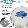 Pikkukuva 2 / 5: 3D-lattiatarrat, meriaiheinen kylpyhuoneen sisustus, vedenalainen lattiatarra, 3D-tapetti
