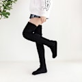 Miniatyrbilde 4 av 4: Kvinners Lårhøye Sokker Over Knee Cable Knit Boot Sokker, Lon
