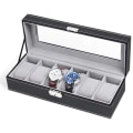 Miniatyrbilde 4 av 4: Klokkeboks, smykkeskrin 30 x11 x 8, displayboks, klokkeetui, 6 puter, ett ord lås grå fløyelsinteriør 6 bit klokkeboks pu skinndisplayboks 6 boks