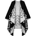Miniatyrbild 1 av 5: Kvinnors Färgblock Sjal Wrap Öppen Framsida Poncho Cape 130*150CM b
