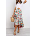 Miniatyrbillede 3 af 5: Kvinde Højtaljet Blomster Midi Boho Elastisk Højtaljet Nederdel Slid A-Linje Fl