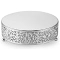 Miniatyrbild 1 av 5: 8\" Rund spets silver metall bröllopstårta stativ, dessert display stativ glänsande metallisk finish för dessert cupcake bakverk godis display