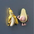 Miniatyrbild 2 av 5: Set med 2 söta kylskåpsmagneter frukt banan och avokado roliga magneter f