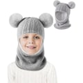 Miniatyrbilde 2 av 5: Baby Vinterlue og Skjerfsett 2 Pakk, Lue for Småbarn Jente Gutt med Halsvarmer, Lue for Barn Strikket Varm for Kaldt Vær Grå 45-50cm for 2-7 År