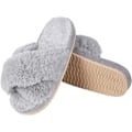 Miniatyrbillede 3 af 5: Kvinder Bløde Plys Letvægts Hjemmesko Fuzzy Krydsbånd Slip on Open
