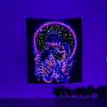Pikkukuva 4 / 5: Musta valo Kallo Gobelíni, Suutelevat Rakastavaiset Gobelíni UV-reaktiivinen Trippy N