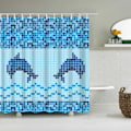 Miniatyrbild 4 av 5: Havsmosaik Delfin Duschdraperi, 100cm*180cm