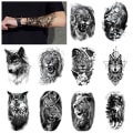 Miniatyrbillede 1 af 4: Animal Black And White Arm Vandtætte Tatovering Stickers