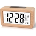 Miniatyrbild 1 av 5: Enkel inställning Trä Digital väckarklocka med temperatur, Digital väckarklocka, Datum, Bakgrundsbelysning, Snooze