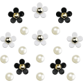 Miniatyrbillede 1 af 5: Blomstersko Charms til piger kvinder 4 stk. sort 4 stk. hvid 10 stk. perle
