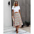 Miniatyrbillede 2 af 5: Kvinde Højtaljet Blomster Midi Boho Elastisk Højtaljet Nederdel Slid A-Linje Fl