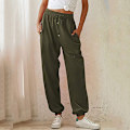 Miniatyrbillede 2 af 3: Cinch Bottom Sweatpants til kvinder med lommer XL GRØN