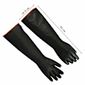 Miniatyrbillede 2 af 5: Kemikalieresistente Latexhandsker i Gummi, Syre/Base/Industriel Sikkerhedsarbejde, Lange Beskyttende Handsker, Sorte, 1 Par