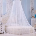 Miniatyrbillede 1 af 4: Seng baldakin til enkeltsenge til kingsize-senge, hjem og rejser (hvid)