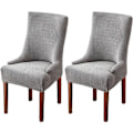 Miniatyrbild 1 av 4: 2 st Wingback fåtölj överdrag, stretch Wingback fåtölj överdrag, lutande arm fåtölj skydd överdrag för matsal bankett hem  (Färg: Ljusgrå)
