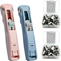 Miniatyrbillede 1 af 5: Bærbar musling clips dispenser håndholdt papirklipser 2 clips pushere + 100 ekstra clips