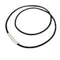 Miniatyrbild 1 av 3: Halsband för män - Kedja - 3 mm sladd - Läder - Rostfritt stål - För män - Färg Svart Silver