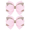 Pikkukuva 1 / 5: 2 kpl nauha hiusrusetti Alligator Clips Tytöt Glitter Pink Boutique