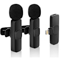 Miniatyrbillede 1 af 5: Trådløs Lavalier-mikrofon til iPhone - 2,4 GHz Mini trådløs Lavalier-mikrofon med 2 sendere og 1 modtager til Youtube, Tiktok-video, Vlog, Facebook