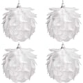 Miniatyrbilde 1 av 5: Pinecone Julekuler (4-pakning) - Store Hvite Glitrende Pinecone Julekuler med Snøre - Hvit Hengende Julepynt til Tre, Kranser,
