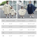 Miniatyrbillede 2 af 5: Regnfrakke Poncho Vandtæt Kappe Voksne Regnjakke Jakke, Navy Blå, XXXL