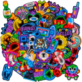 Miniatyrbillede 1 af 5: Stickers til vandflasker: 200 stk. seje neonlys-klistermærker til ture