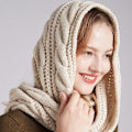 Miniatyrbild 3 av 3: Stickad loop-scarf med blandat mönster, enfärgad fin stickning, vinterhalsduk, unisex