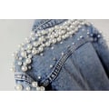 Miniatyrbilde 3 av 4: Kvinners brodert nagleperle kort denim jakke frakk, XL