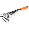 Miniatyrbillede 1 af 5: Mini Have Rake 16 Tommer 9 Rod Stål Hånd Vifte Løvrive med Ergonomisk Komfortabel Greb & Rustbestandig - Professionelt Havearbejde Værktøj