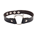 Miniatyrbillede 5 af 5: Choker O-ring CAT Kat Kitty Øre Sort PU Læder Kawaii Anime Sort