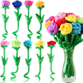 Miniatyrbillede 1 af 5: 9 stk. plysrose, plysrose, bøjelig stilk, plysbuketlegetøj, blød rose