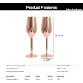 Miniatyrbillede 2 af 5: Champagne Flutes Sæt af 2, 304 Rosaguld Rustfrit Stål Champagne Flutes 220ml Rødvinglas Sæt til Bryllup Jubilæum Fødselsdagsgaver (Rosaguld)