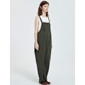 Miniatyrbillede 4 af 5: Dames Mode Løs Hør Overalls ArmyGreen XXL