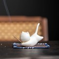Miniatyrbillede 5 af 5: Kat Røgelseholder Brænder Askefanger Røgelse Stativ med en Måtte Yoga A