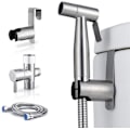 Miniatyrbillede 1 af 5: Håndholdt bidet-sprøjte til toilet - Justerbart vandtryk med bidet-slange til feminin vask, rustfrit stål børstet nikkel klud ble bidet toiletsprøjte til babyvask