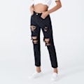 Miniatyrbillede 1 af 4: Dame Ripped Boyfriend Jeans Distressed Denim Ankel-længde Jeans XL