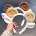 Miniatyrbild 2 av 5: 4 st söta fårhorn lammöron mjuk fleece pannband smink tvätt ansikte huvud hårband