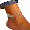 Miniatyrbillede 1 af 3: Boho Perle Ankelkæder Sølv Multilayer Perle Kæde Ankelkæde Armbånd
