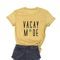 Miniatyrbillede 4 af 5: Damer VACAY MODE Brev Ananas Print Frisk og Sød Kortærmet T-shirt
