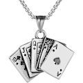 Pikkukuva 1 / 4: Ruostumattomasta teräksestä valmistettu Royal Flush -pokeripeliriipus (hopea)