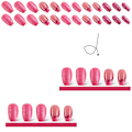 Miniatyrbillede 4 af 5: Franske Tip Tryk-på Negle Medium Firkantede Falske Negle Blanke Pink Akryl
