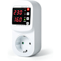 Miniatyrbillede 1 af 5: Stikkontakt med automatisk spændings- og strømsikring, justerbar over-/underspænding og strømbegrænsning, voltmeter AC220V 16A (EU-standard dobbelt stik)