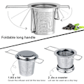 Miniatyrbilde 3 av 5: Te-sil i rustfritt stål, te-infuser te-sil med lokk, finmasket te-filter, sammenleggbart håndtak