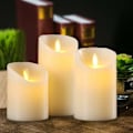Miniatyrbillede 3 af 5: LED-lys, flammefri lys. Sæt med 3 (10 12,5 15 cm), med realistisk flimrende